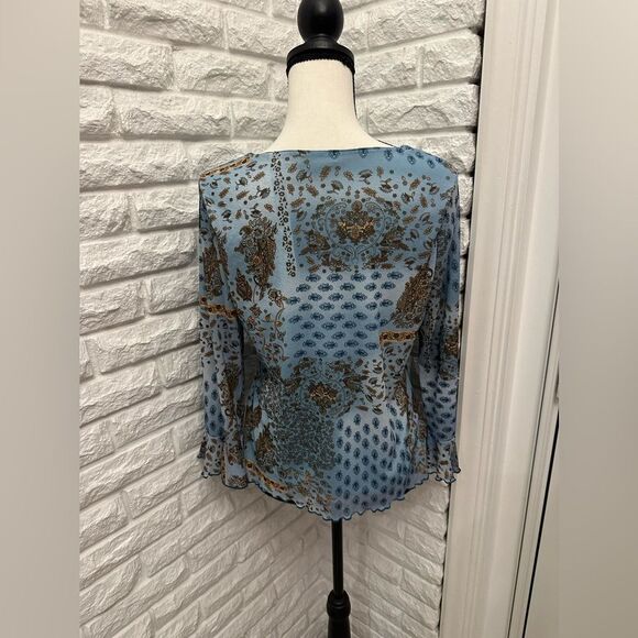 St. John’s Bay Western Paisley Blouse w/ Keyhole Tie - Picture 5 of 5